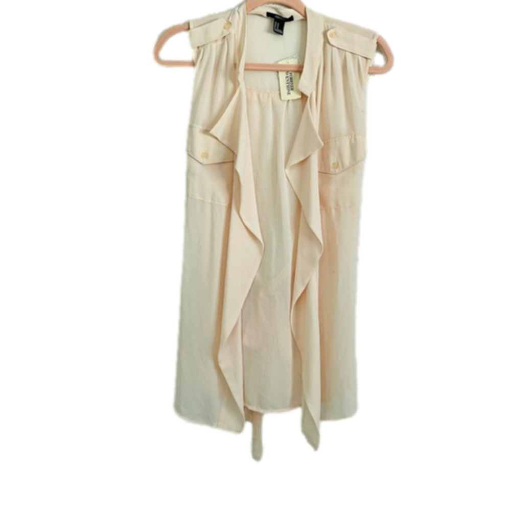 Open Front Flutter Ruffle Sleeveless Cardigan - image 1